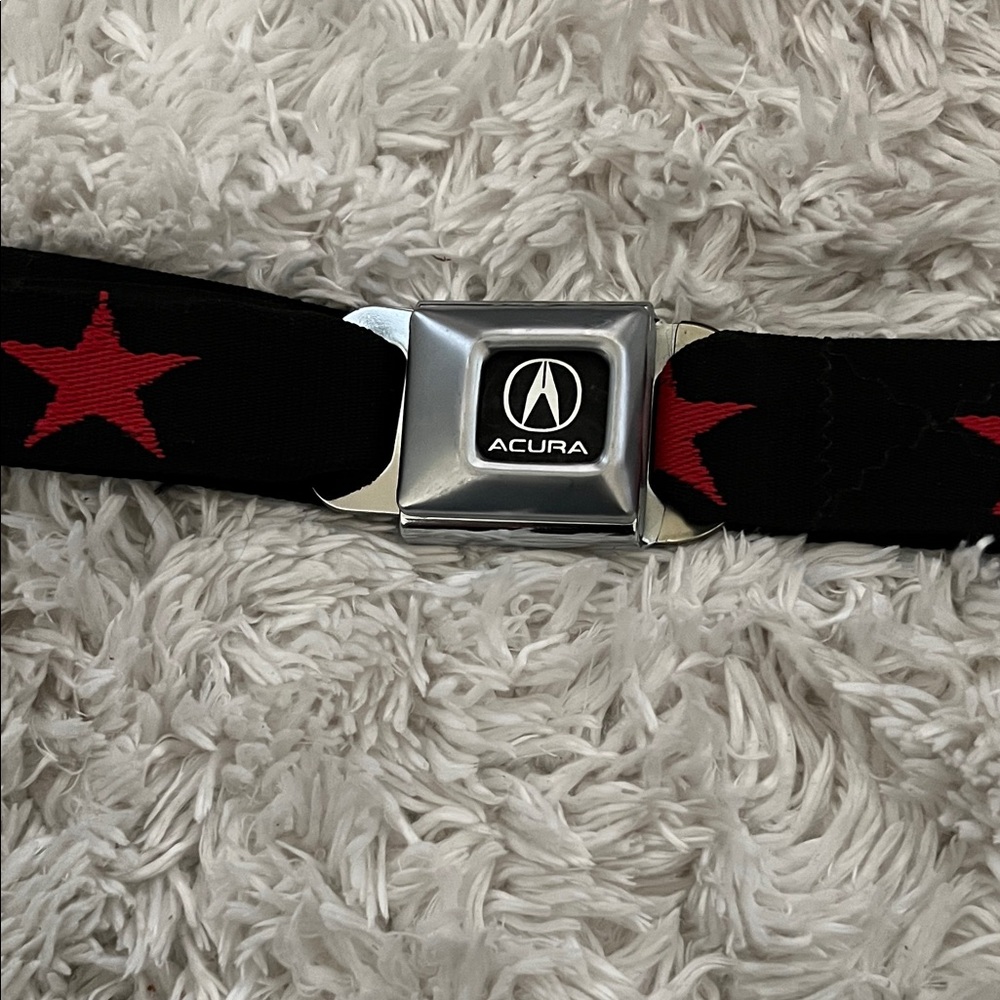 Buckle-Down Black and Red Star Belt with ACURA logo